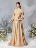 Maternity Surplice Neck A Line Belted Dress