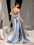 Elegant Evening Gown with Thigh-High Slit & Intricate Embroidery Access – Satin Bodycon Dress for Red Carpet, Gala Dinners & Luxury Weddings, XS-XL