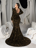 Plus Sweetheart Neck Backless Sequin Mermaid Dress
