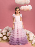 Tween Girls' Ruffle Trim Gradient Layered Hem Cake Dress
