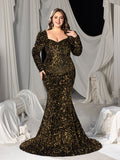 Plus Sweetheart Neck Backless Sequin Mermaid Dress