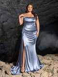 Plus Elegant Evening Gown with Thigh-High Slit & Intricate Embroidery Access – Satin Bodycon Dress for Red Carpet, Gala Dinners & Luxury Weddings, 1XL-3XL
