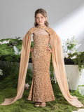 Tween Girls' Sequin Tube Party Dress Removable Cape