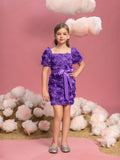 Tween Girls' Square Neck Short Sleeve Applique Dress