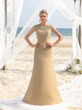 Womens' Elegant Sleeveless Chiffon Floor-Length Gown with Beaded Sequin Neckline – Perfect for Weddings, Evening Events, Coastal Celebrations, and Red-Carpet Occasions