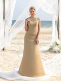 Womens' Elegant Sleeveless Chiffon Floor-Length Gown with Beaded Sequin Neckline – Perfect for Weddings, Evening Events, Coastal Celebrations, and Red-Carpet Occasions