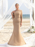 Womens' Draped Back Mermaid Hem Chiffon Formal Dress