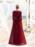 Womens' Elegant Mother of the Bride Gown with Rhinestone Neckline & Floral Appliqué – Floor-Length Chiffon Evening Dress for Formal Galas