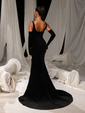 Vintage Velvet Mermaid Gown with Sweetheart Neckline, Sparkling Embellishments