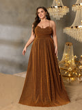 Plus Glitter Backless Lace Up A Line Cami Party Dress