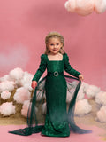 Young Girls' Square Neck Mesh Overlay Sequin Party Dress