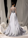 Luxe Sequin-Trimmed Jumpsuit with Glittering Bodice & Satin Wide-Leg Pants for Evening Glam, XS-XL