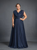 Plus Womens‘ Cowl Neck Sleeveless A Line Formal Dress