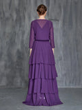 Womens' Layered Hem Dress & Chiffon Cardigan - Elonnashop