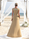 Womens' Elegant Sleeveless Chiffon Floor-Length Gown with Beaded Sequin Neckline – Perfect for Weddings, Evening Events, Coastal Celebrations, and Red-Carpet Occasions