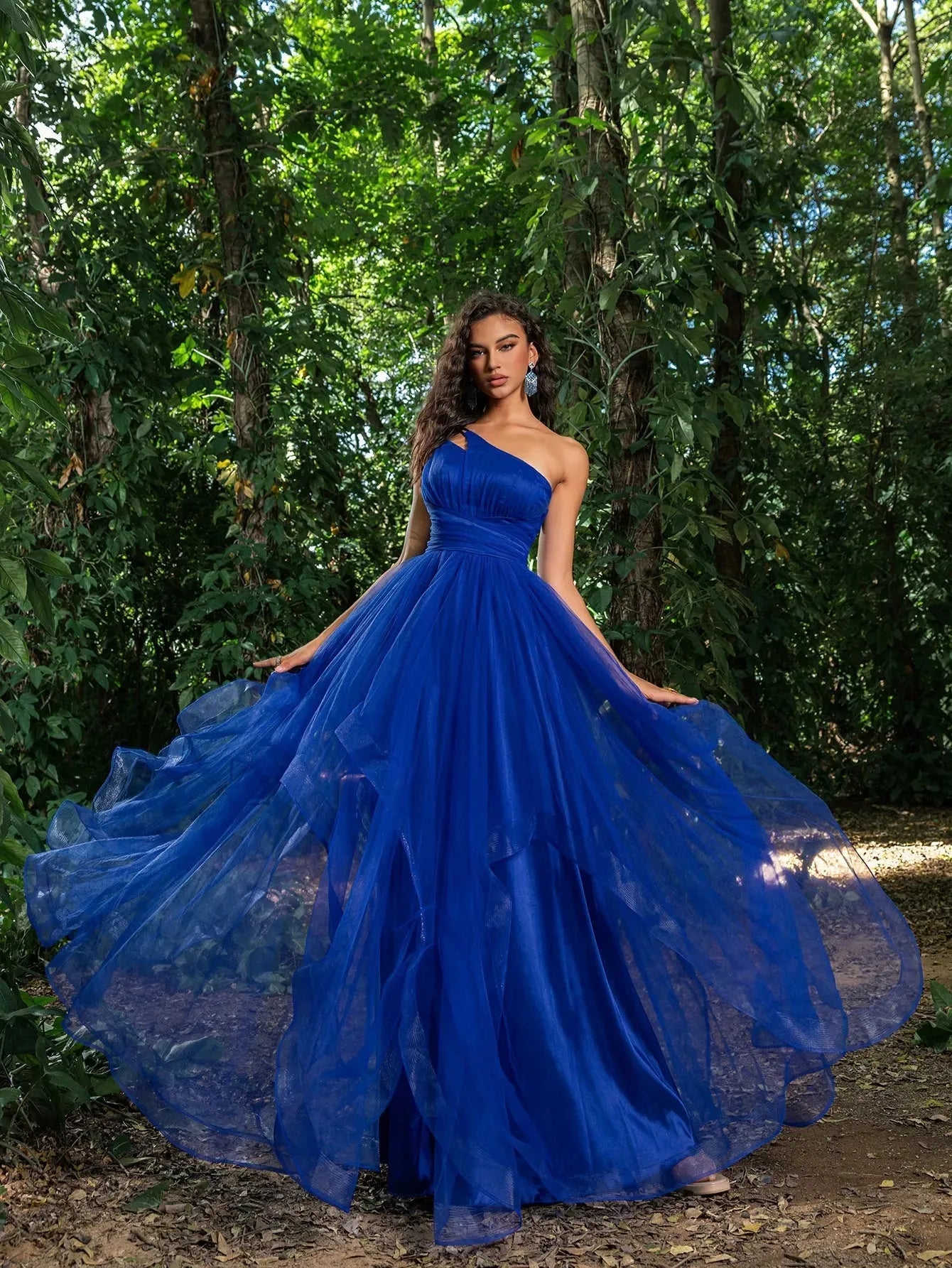 Elegant Tulle One Shoulder Asymmetrical Hem Prom Dress