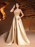 One Shoulder Satin Overlay Sequin Mermaid Dresses
