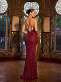 Chic One Shoulder Cut Out Split Sequin Party Dress