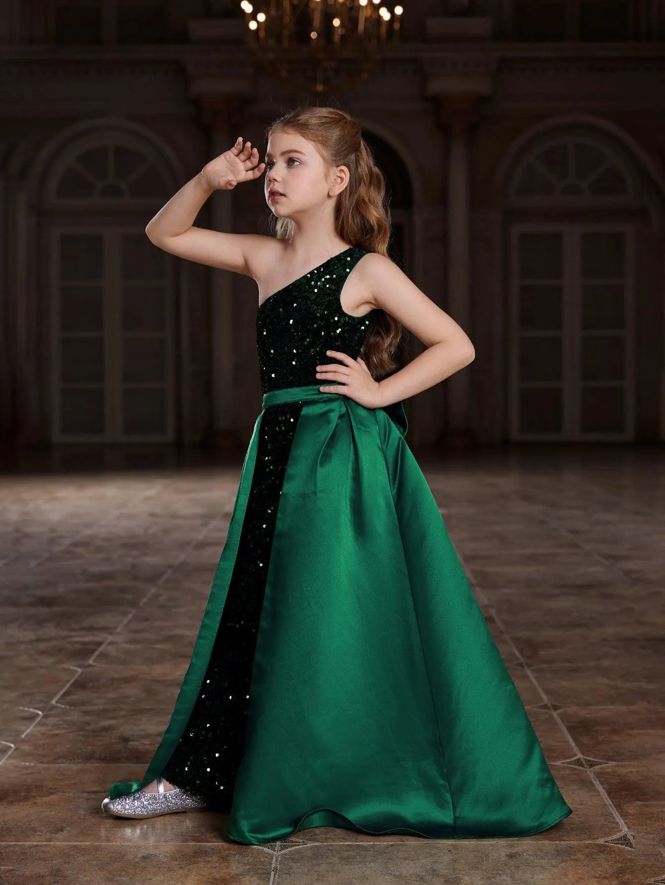 Tween Girls' One Shoulder Sleeveless Sequin Party Dress