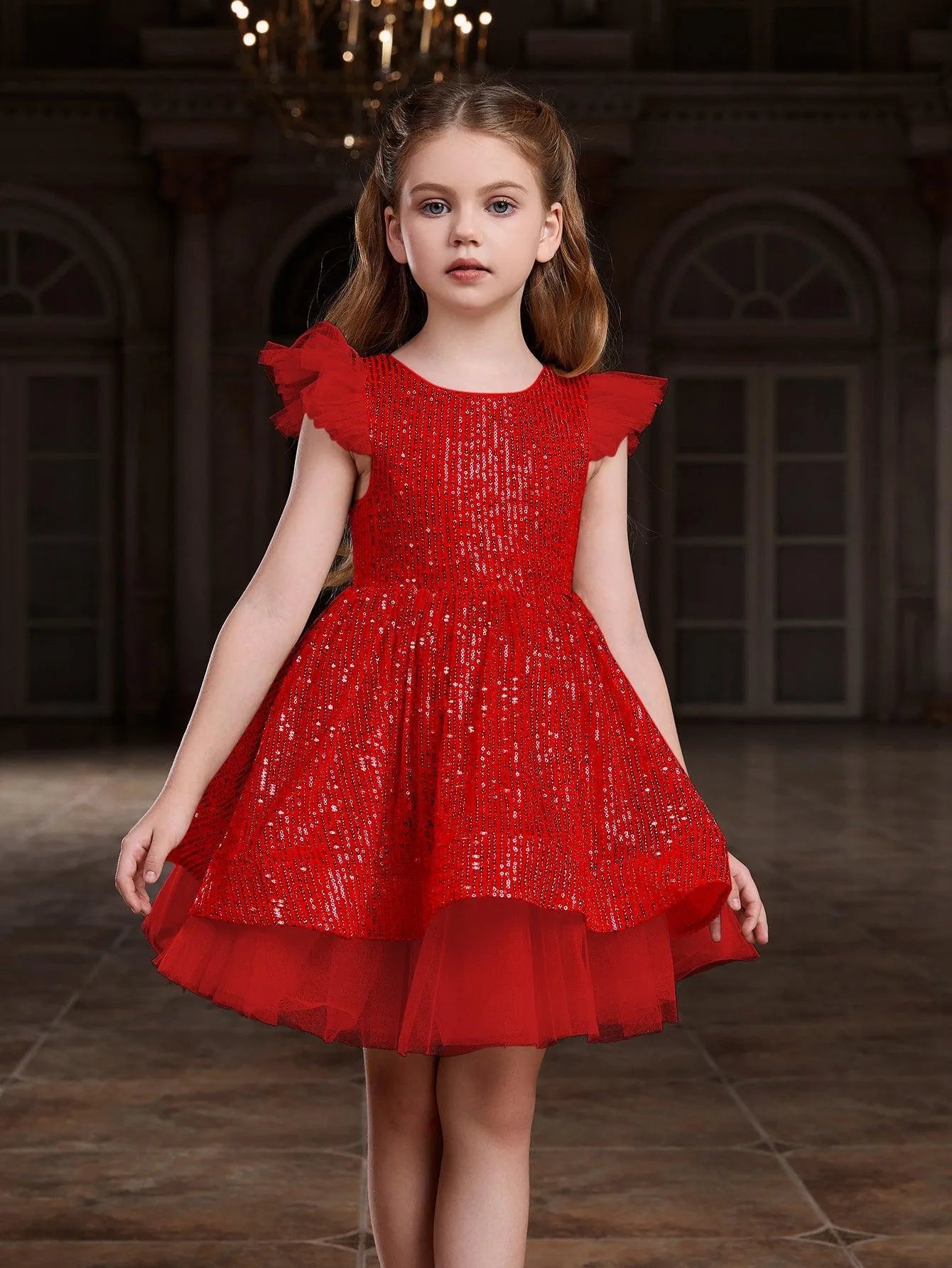 Tween Girls' Sparkling Cap Sleeves Sequin Party Dress