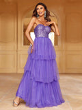 Elegant Mesh Layered Hem Sequin Tube Party Dress - Elonnashop