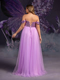 Plus Maternity  Off Shoulder Sequin Bodice Contrast Tulle Evening Dress