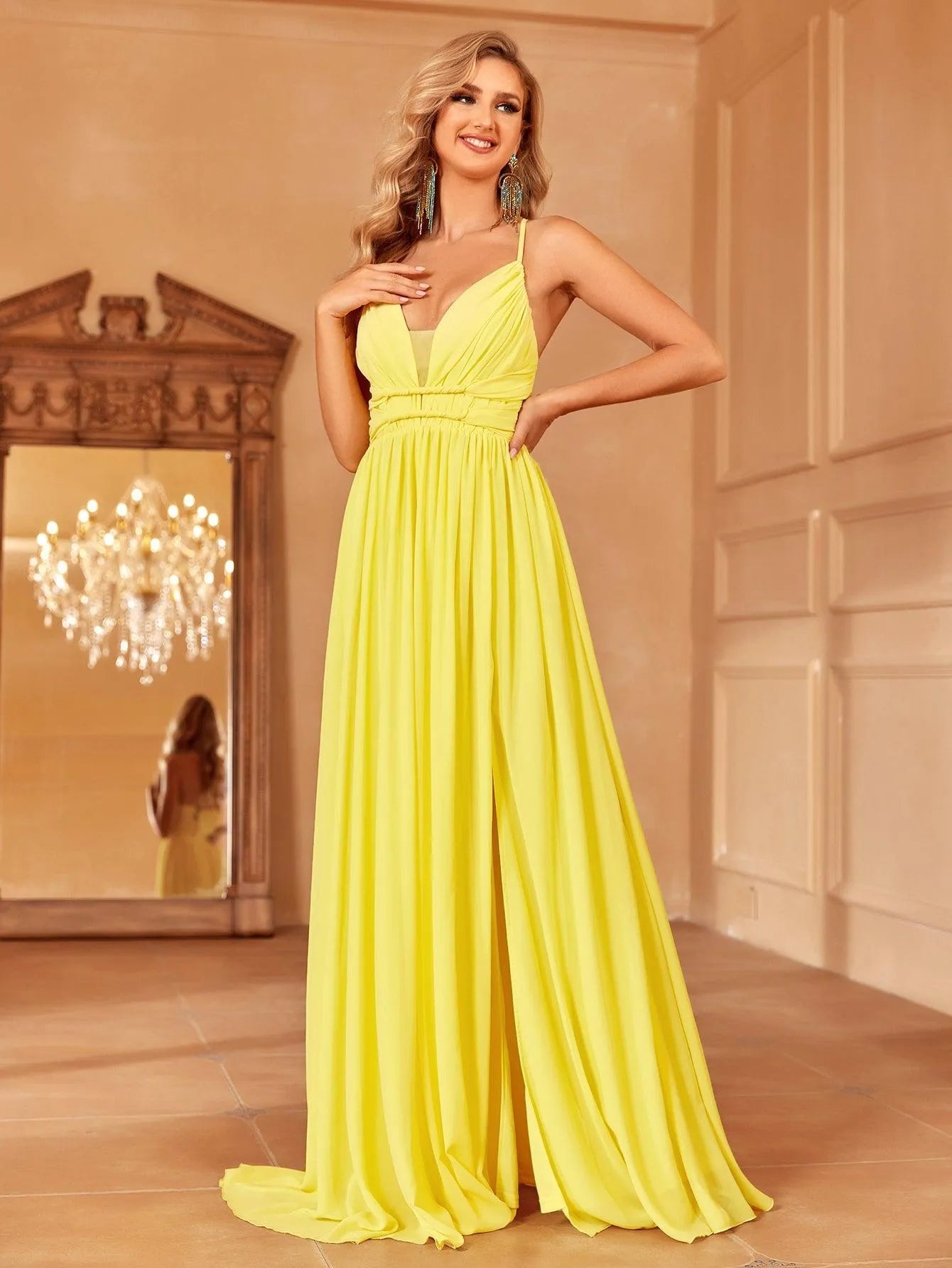 Elegant Twist Front Chiffon Cami Party Dress