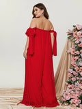 Plus Off Shoulder Sleeveless Chiffon Jumpsuits - Elonnashop