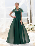 Womens' Elegant Mother-of-the-Bride Gown Sets: Multicolor Sequin Cape & Strapless Chiffon Maxi Dress
