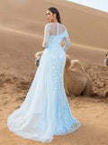 Luxury Gorgeous Pearl Embellished Draped Side Mermaid Hem Beaded Evening Dress