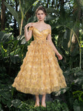 Midi Sweetheart Neckline Tiered Maxi Dress – Voluminous Tulle Gown for Tropical Weddings, Evening Galas & Luxury Events