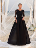 Womens' Lace Bodice & Chiffon Skirt Mother-of-the-Bride Formal Dress