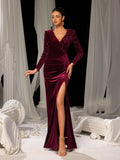 Elegant Velvet Party Dress with Sequin Embellishments – Luxurious Evening Wear for Red Carpet, Gala Dinners & High-End Parties