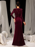 Elegant Velvet Party Dress with Sequin Embellishments – Luxurious Evening Wear for Red Carpet, Gala Dinners & High-End Parties