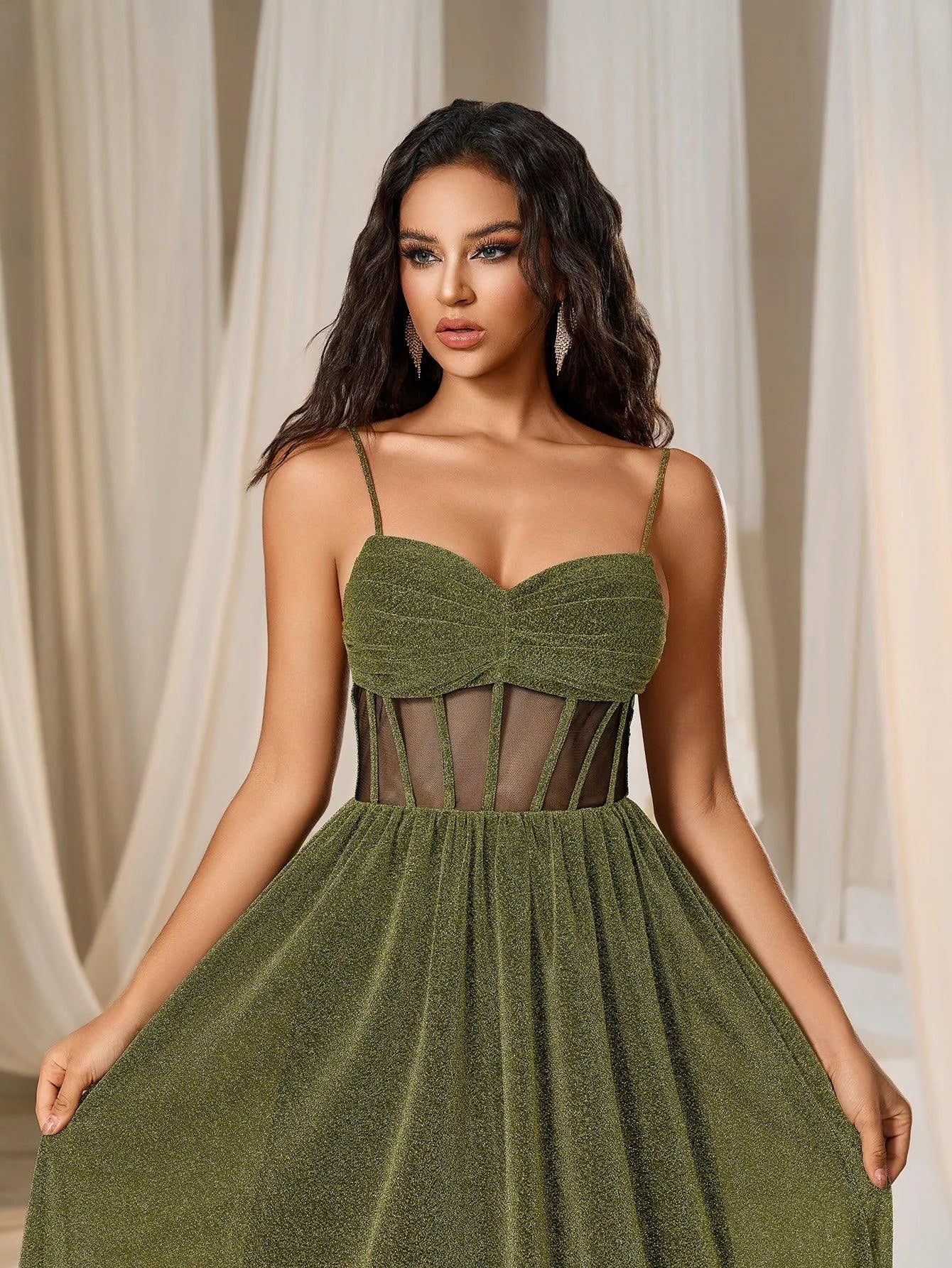 Elegant Glitter A Line Cami Party Dress