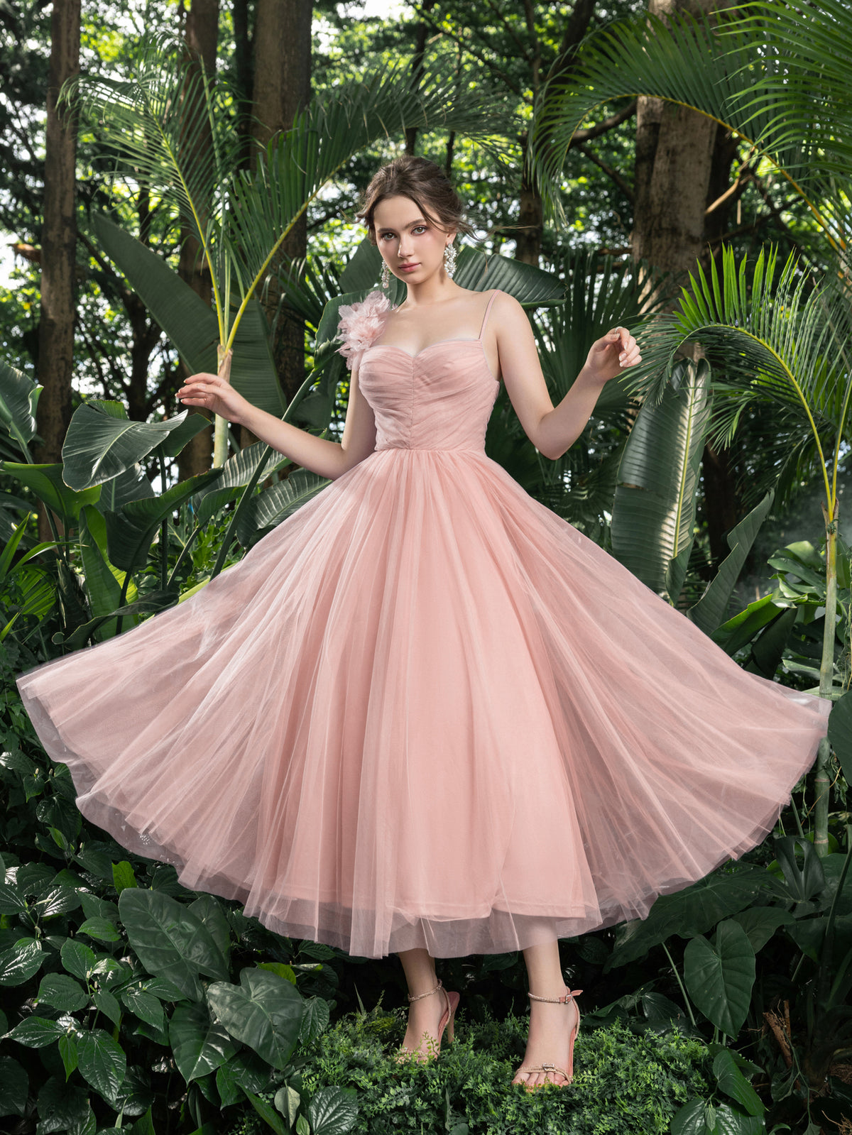 Midi Romantic Tulle Gown – Elegant Dress for Garden Weddings, Charity Galas & Summer Soirées