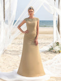 Womens' Elegant Sleeveless Chiffon Floor-Length Gown with Beaded Sequin Neckline – Perfect for Weddings, Evening Events, Coastal Celebrations, and Red-Carpet Occasions