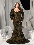 Plus Sweetheart Neck Backless Sequin Mermaid Dress