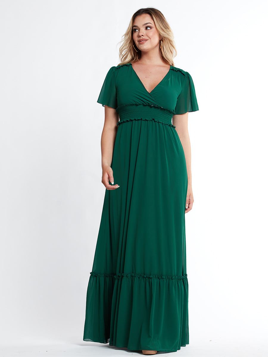 Bump Friendly Smocked Dress-Hunder Green